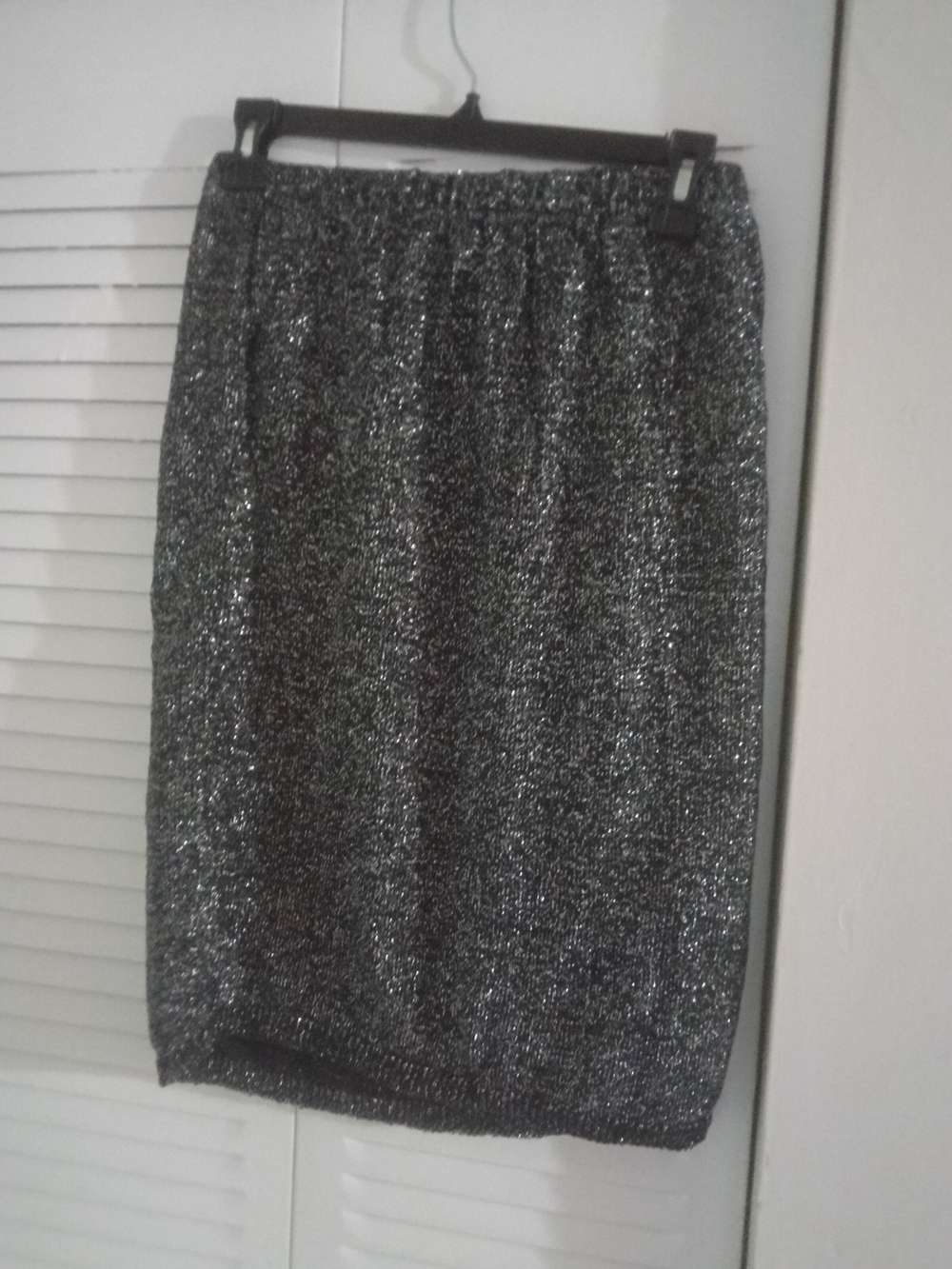 Sparkle Knit Pencil Skirt - Silver